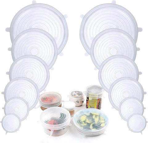 MATERIOL™ Reusable Silicone Lids - 6 Pcs Stretch Bowl & Pot Covers