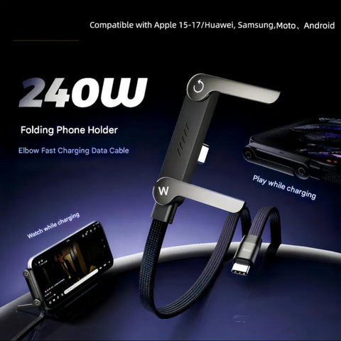 MATERIOL 2-in-1 Invisible Holder Charger Cable – 240W Fast Charging Cord with Built-In Phone Stand (Offer)