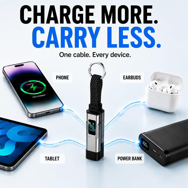 ⚡HOT SALE 50% OFF🔥MATEROL 4-in-1 Digital Display Keychain Charging Cable