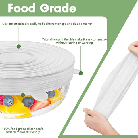 MATERIOL™ Reusable Silicone Lids - 6 Pcs Stretch Bowl & Pot Covers