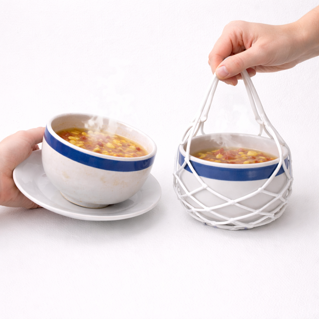 MATERIOL 2-in-1 Zero-Void™ Silicone Mesh Bag & Heat-Resistant Trivet Mat for Hot Bowls