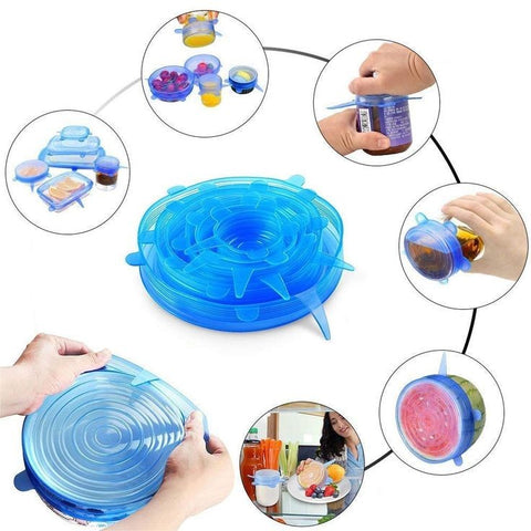 MATERIOL™ Reusable Silicone Lids - 6 Pcs Stretch Bowl & Pot Covers