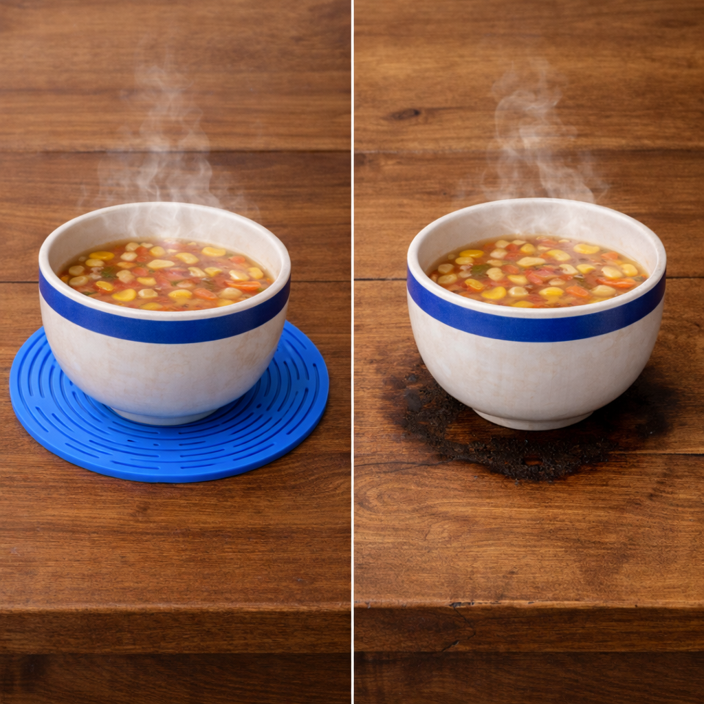 MATERIOL 2-in-1 Zero-Void™ Silicone Mesh Bag & Heat-Resistant Trivet Mat for Hot Bowls