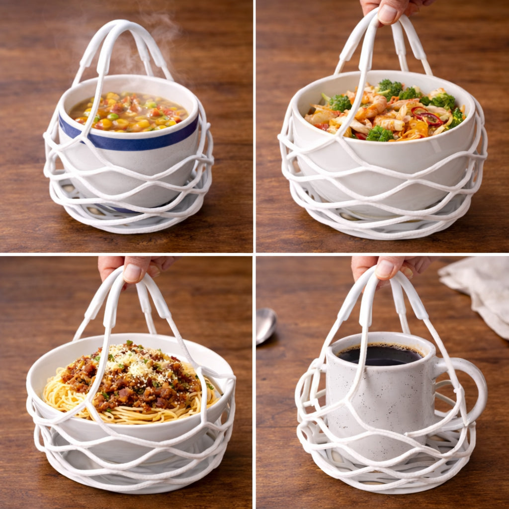 MATERIOL 2-in-1 Zero-Void™ Silicone Mesh Bag & Heat-Resistant Trivet Mat for Hot Bowls