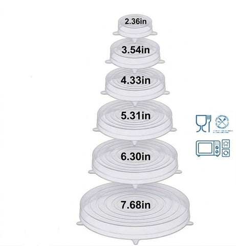 MATERIOL™ Reusable Silicone Lids - 6 Pcs Stretch Bowl & Pot Covers