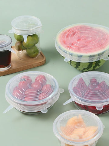MATERIOL™ Reusable Silicone Lids - 6 Pcs Stretch Bowl & Pot Covers