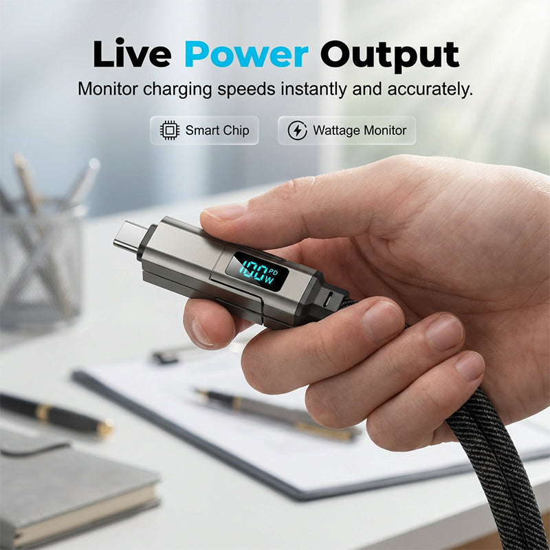 ⚡HOT SALE 50% OFF🔥MATEROL 4-in-1 Digital Display Keychain Charging Cable