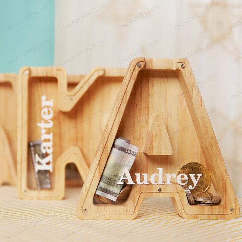 Alphabet Wooden Piggy Bank - Materiol