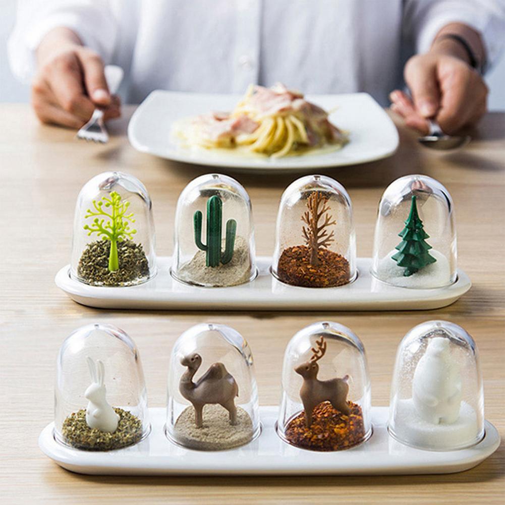 Cute Kitchen Seasoning Jar with Tray