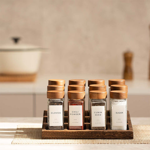 Acacia Wood Seasoning Bottles - Materiol
