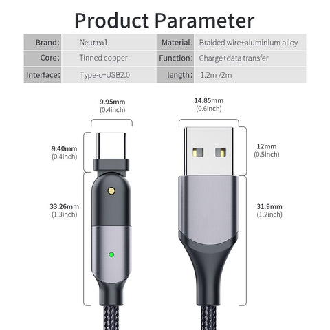 Rotating 100W USB Charging Cable - Materiol