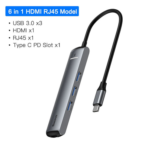 Baseus™ 6-in-1 Intelligent Extension Dock - Materiol